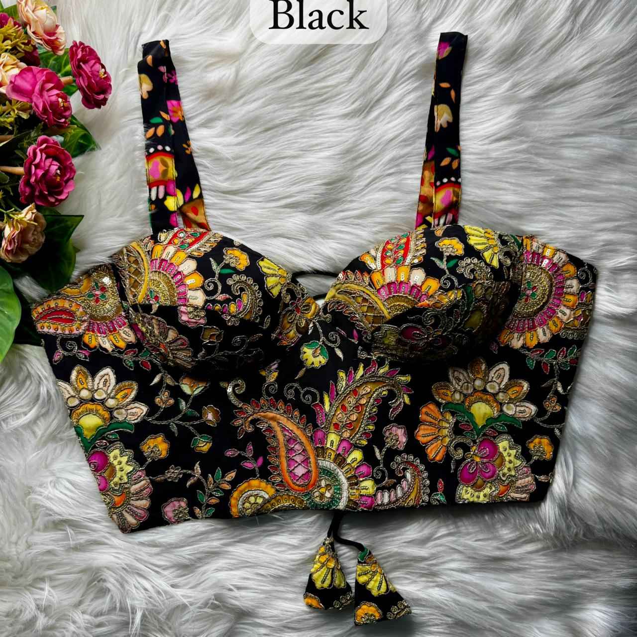 Black Pure Heavy Banarasi Position Work Corset Style Blouse
