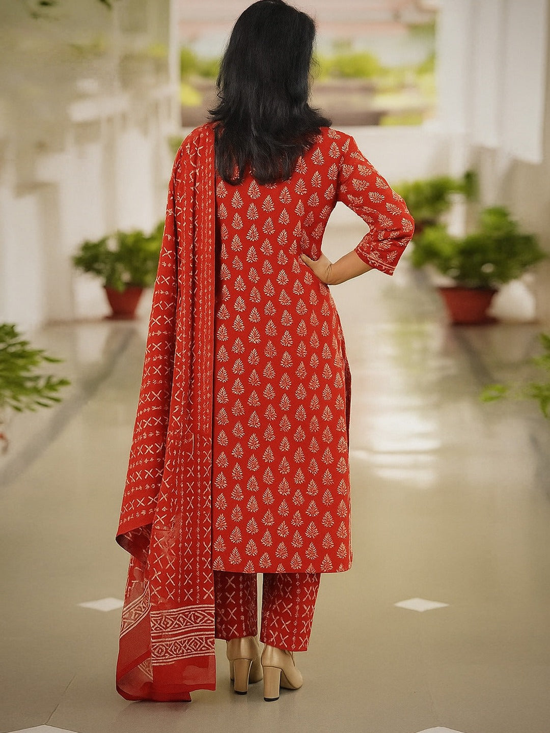 Maroon Blue Pure Soft Rayon Print Salwar Suit