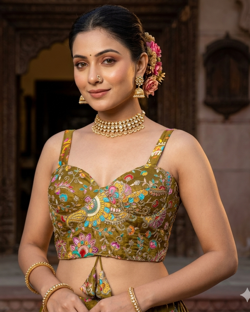 Copper Pure Heavy Banarasi Position Work Corset Style Blouse