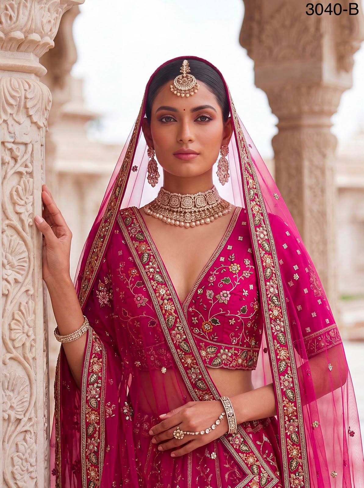 Rani Pure Soft Gadhwal Silk Heavy Embroidery Work Bridal Lehenga Choli