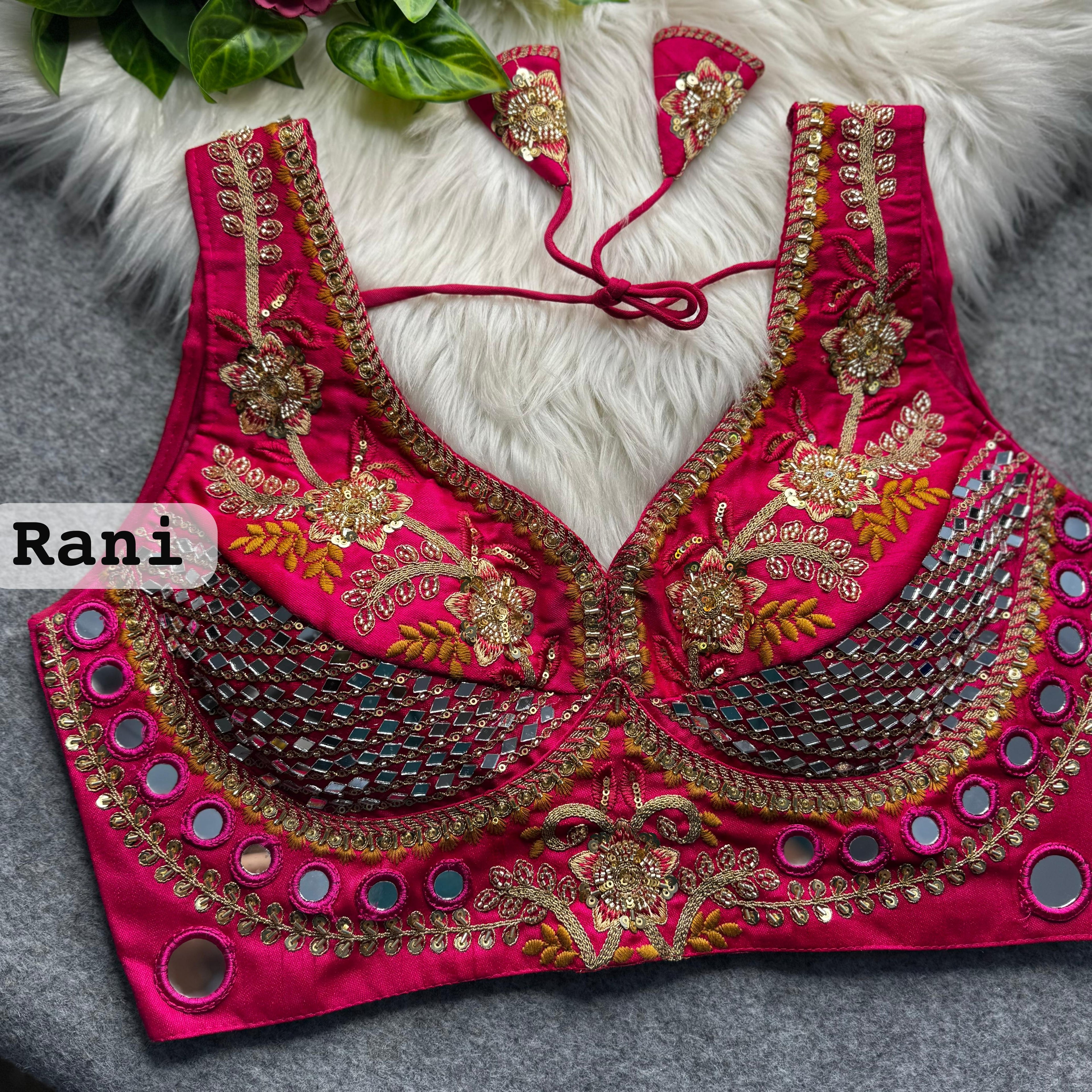 Rani Pure Heavy Real Mirror Thread & Kaudi Wok Bridal Blouse