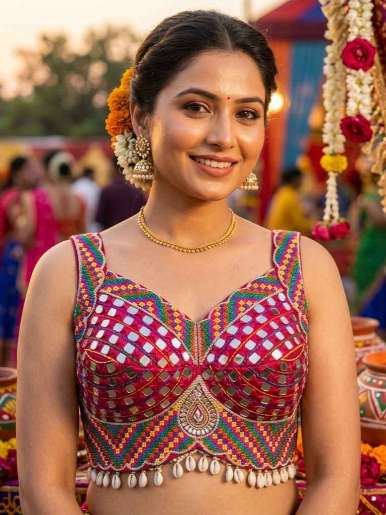 Rani Pure Heavy Real Mirror Thread & Kaudi Wok Bridal Blouse