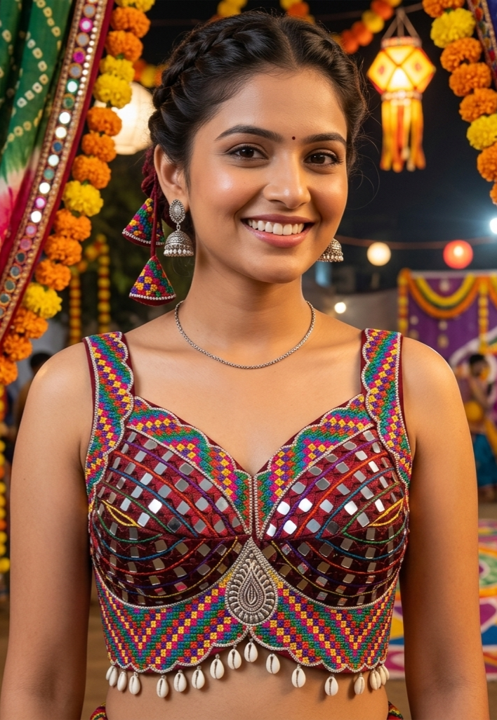 Maroon Pure Heavy Real Mirror Thread & Kaudi Wok Bridal Blouse