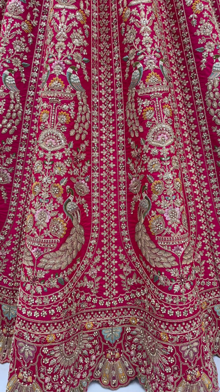 Rani Pure Heavy Satin Silk Peacock Embroidered Thread Dori Sequins & Diamond Work Bridal Lehenga Choli