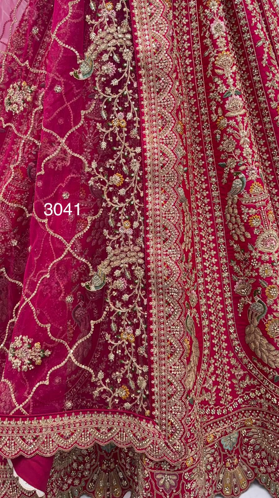 Rani Pure Heavy Satin Silk Peacock Embroidered Thread Dori Sequins & Diamond Work Bridal Lehenga Choli