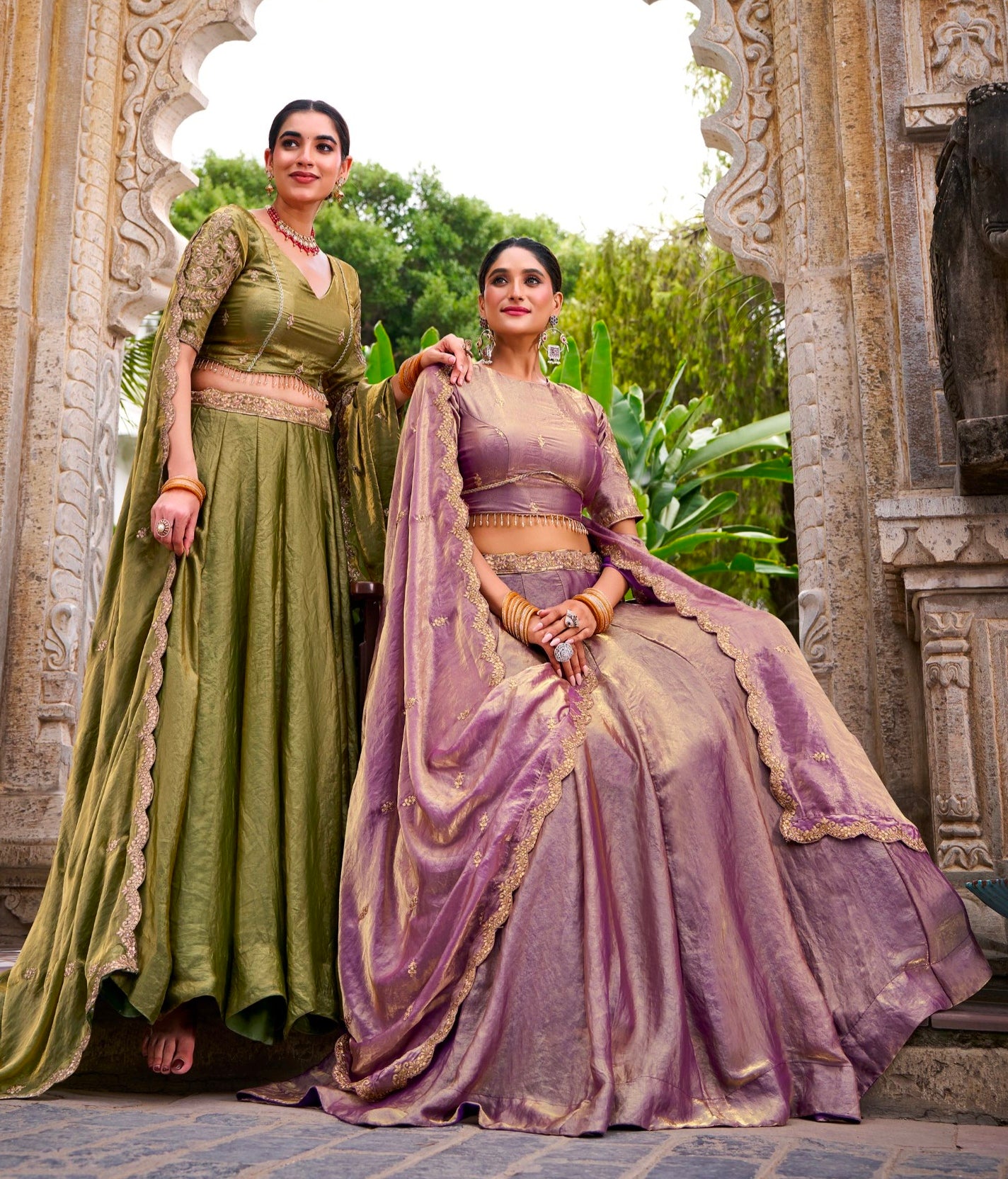 Mehandi Pure Fendi Silk Sequins & Thread Embroidery Work Lehenga Choli