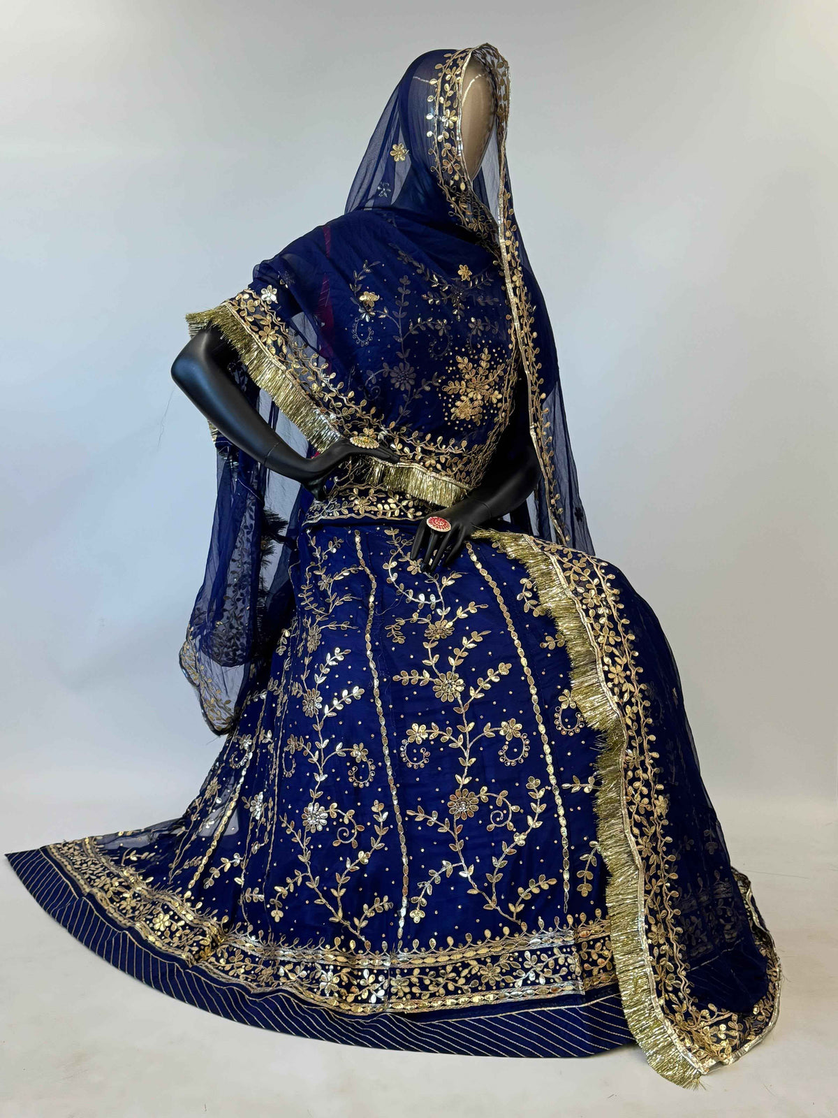 Blue Pure Soft Georgette Gotta Patti Rajasthani Rajputi Lehenga Choli
