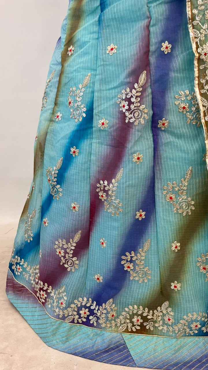 Sky Pure Soft Kota Doriya Gotta Patti Rajasthani Rajputi Lehenga Choli
