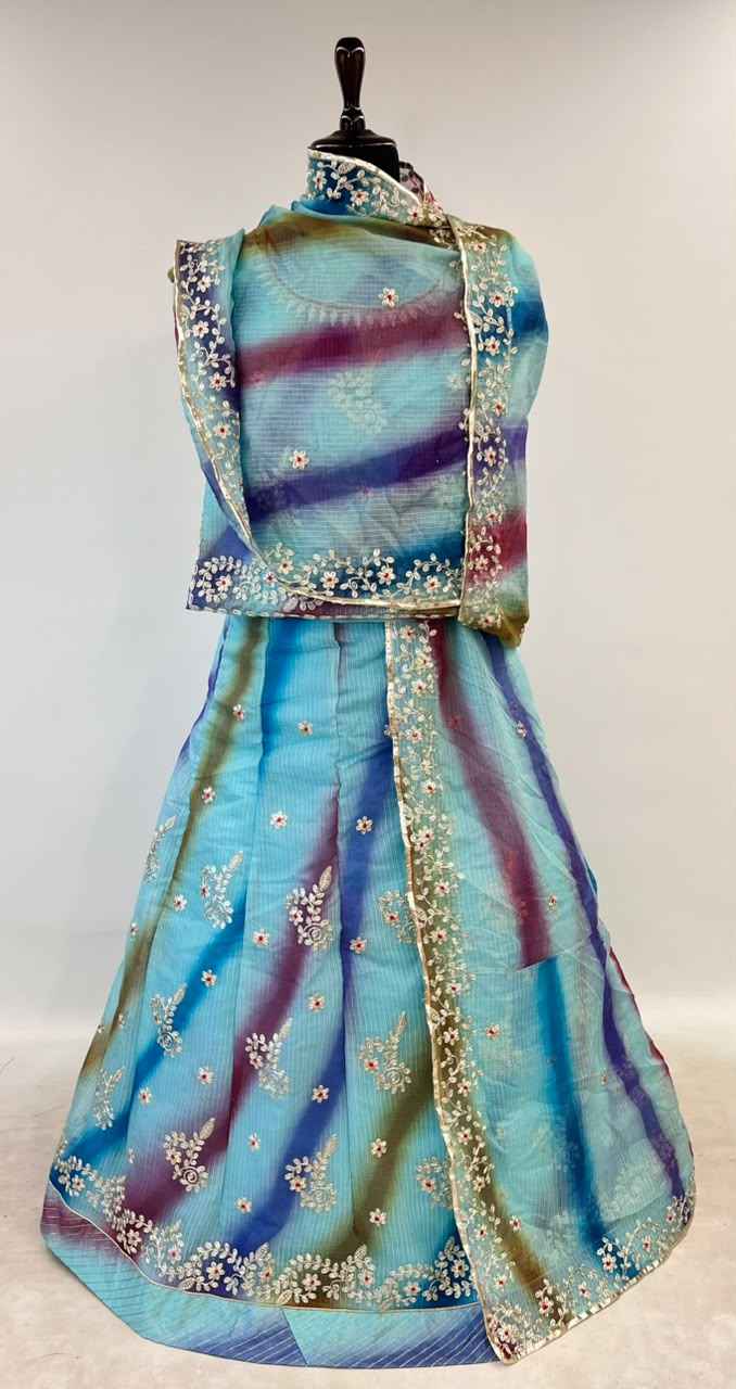 Sky Pure Soft Kota Doriya Gotta Patti Rajasthani Rajputi Lehenga Choli