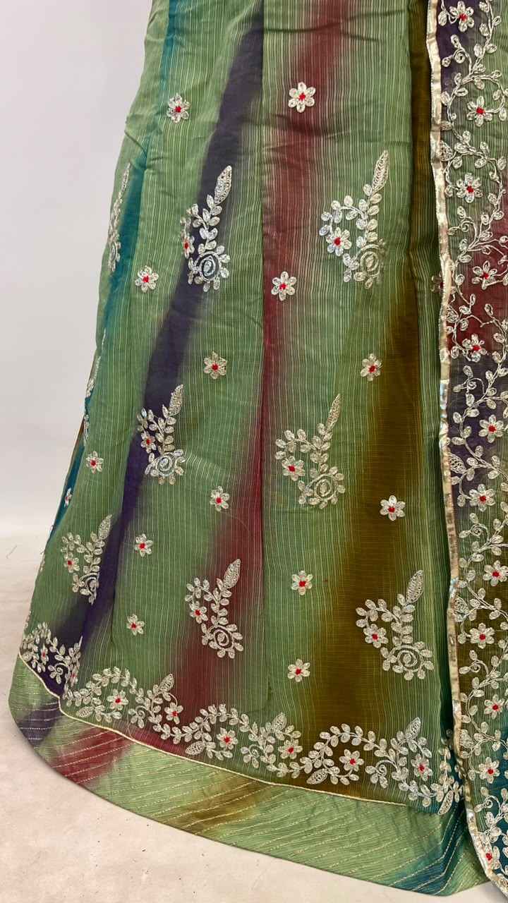 Green Pure Soft Kota Doriya Gotta Patti Rajasthani Rajputi Lehenga Choli