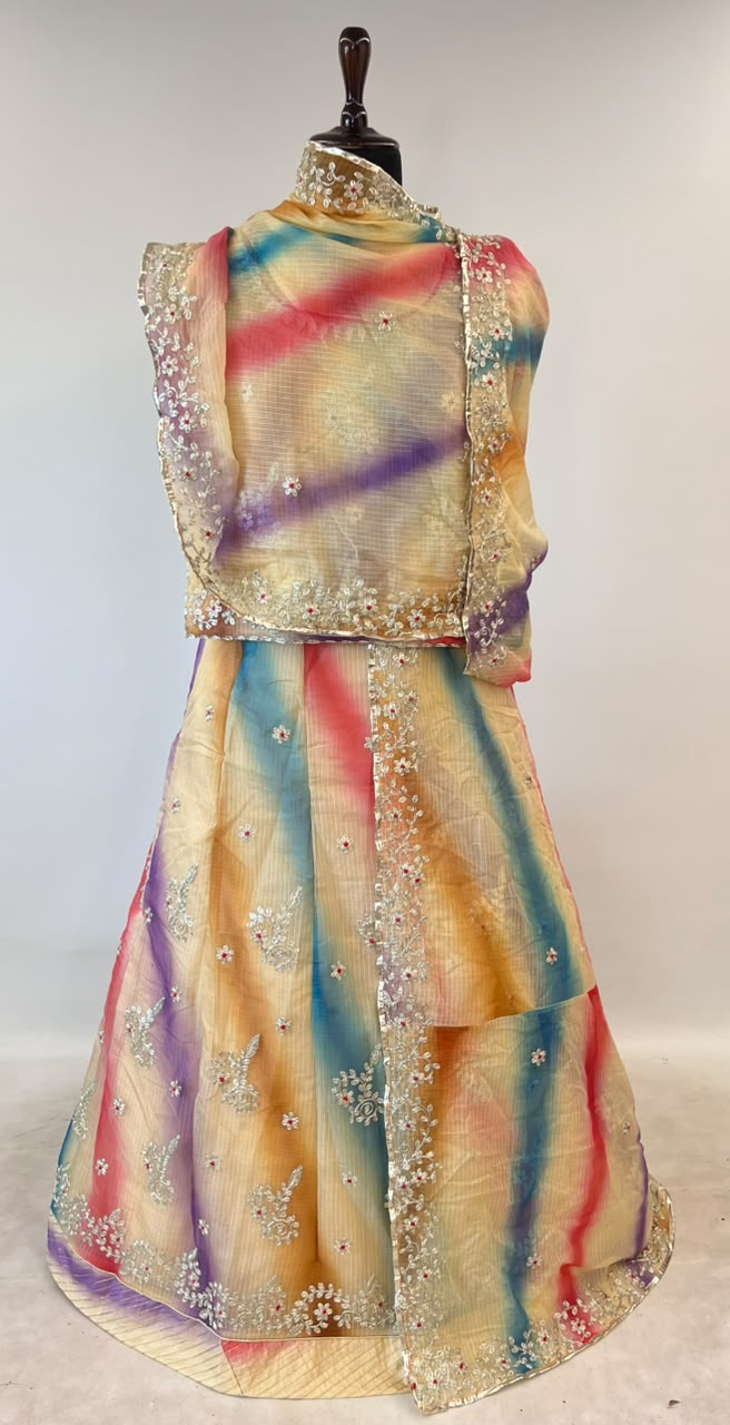 Cream Pure Soft Kota Doriya Gotta Patti Rajasthani Rajputi Lehenga Choli