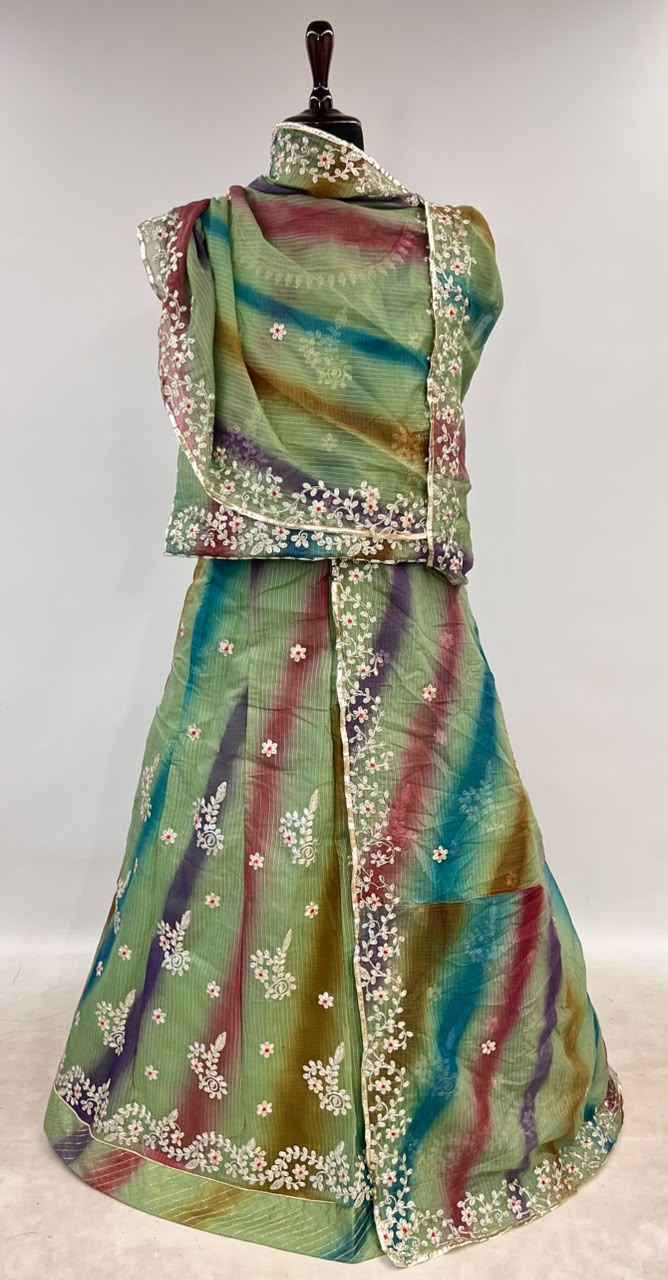 Green Pure Soft Kota Doriya Gotta Patti Rajasthani Rajputi Lehenga Choli