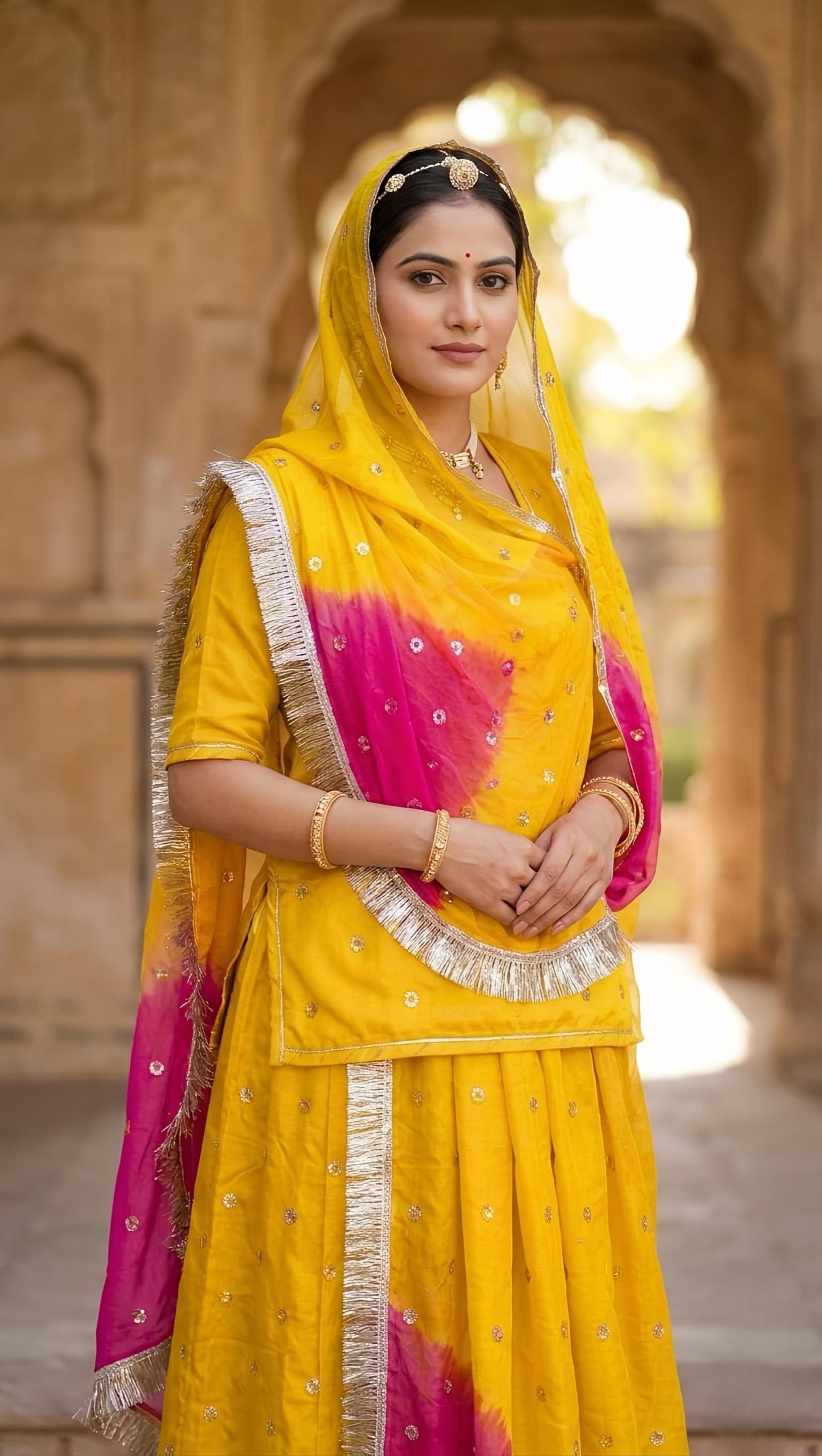 Yellow Pure Soft Kota Doriya Gotta Patti Rajasthani Rajputi Lehenga Choli