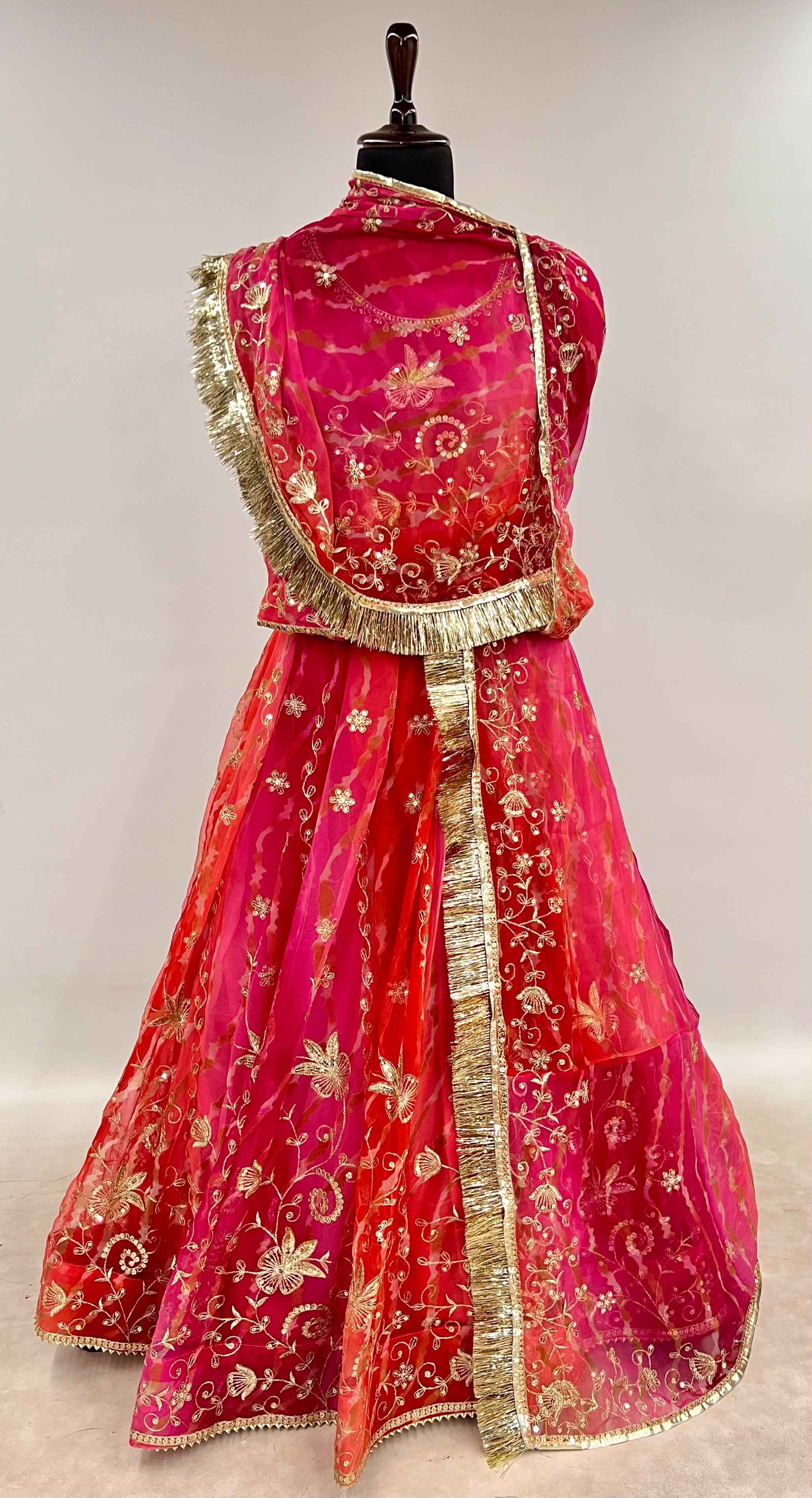 Pink Pure Semi Georgette Gotta Patti Rajasthani Rajputi Lehenga Choli