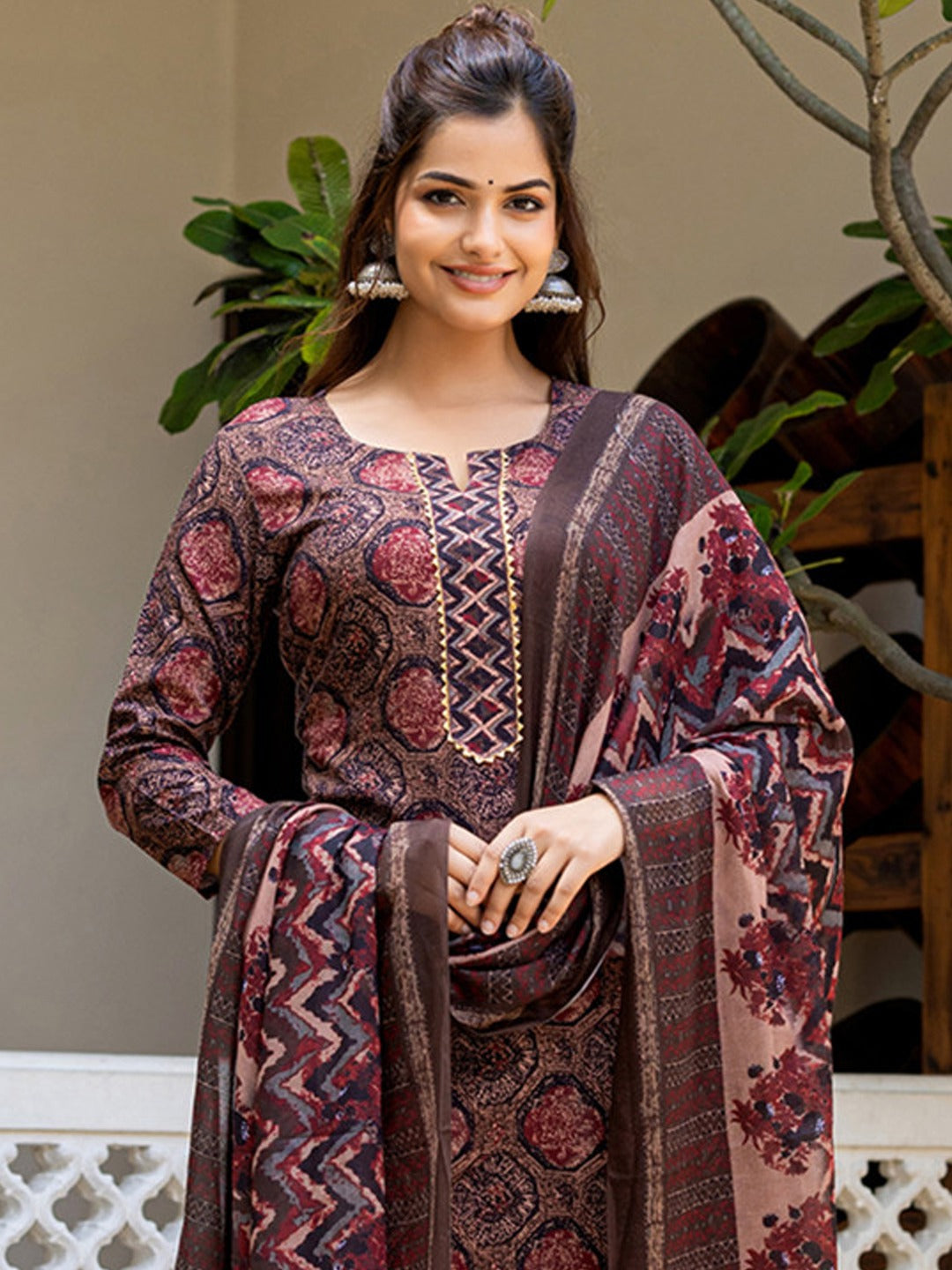Maroon Pure Soft Rayon Cotton Printed Salwar Suit