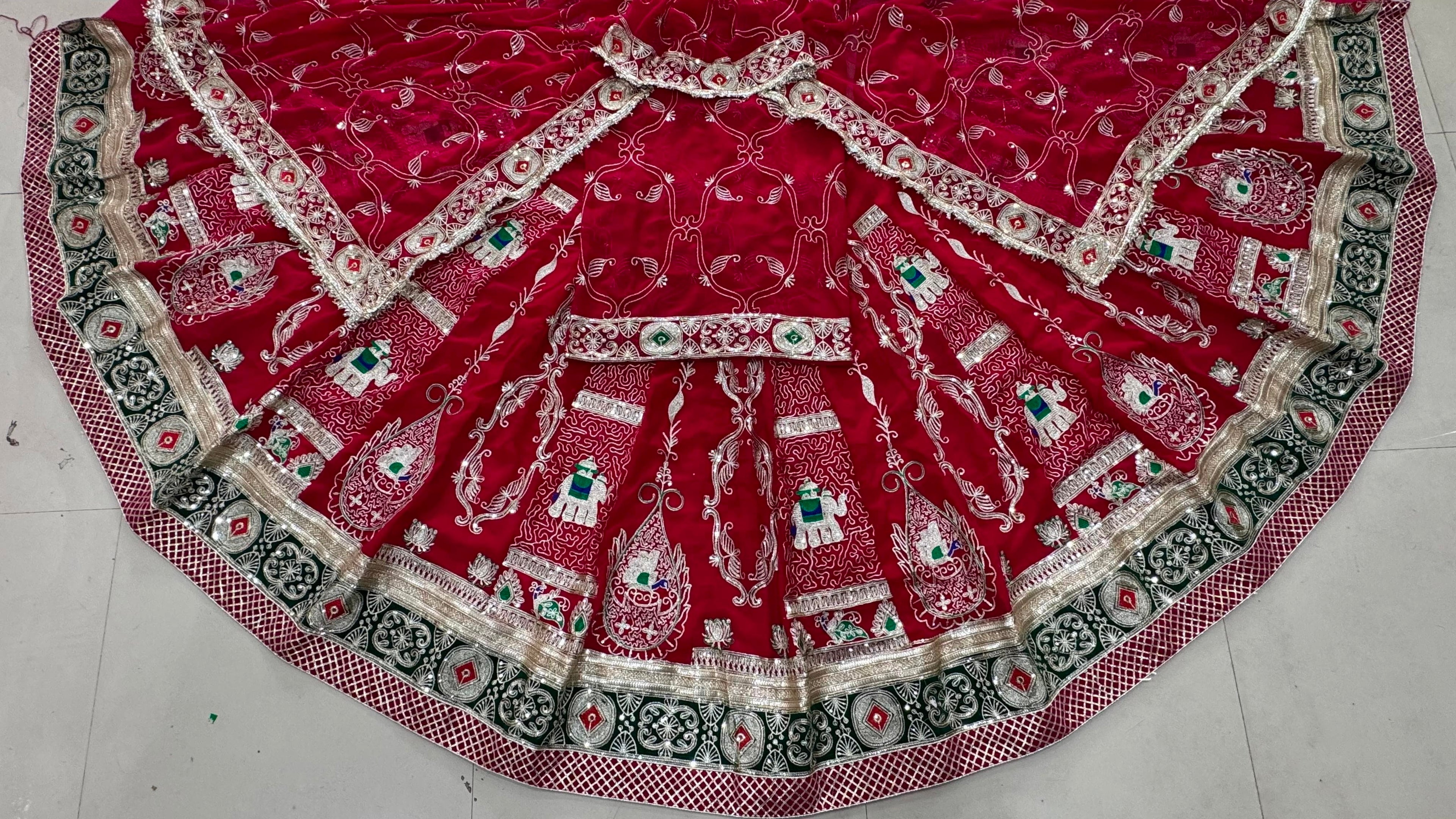 Rani Pink Pure Georgette Lahariya Print 05 Mte Flair With Gotta Patti Rajasthani Rajputi Lehenga Choli
