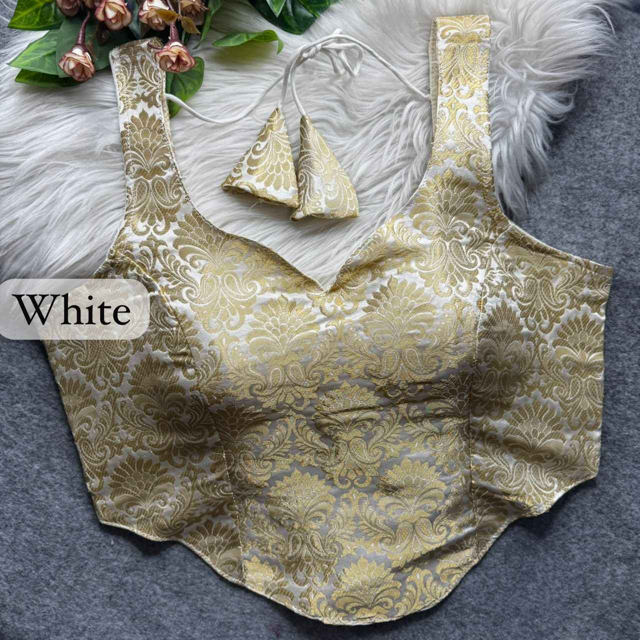 White Pure Heavy King Khab Banarasi With Tricot Fuising Blouse