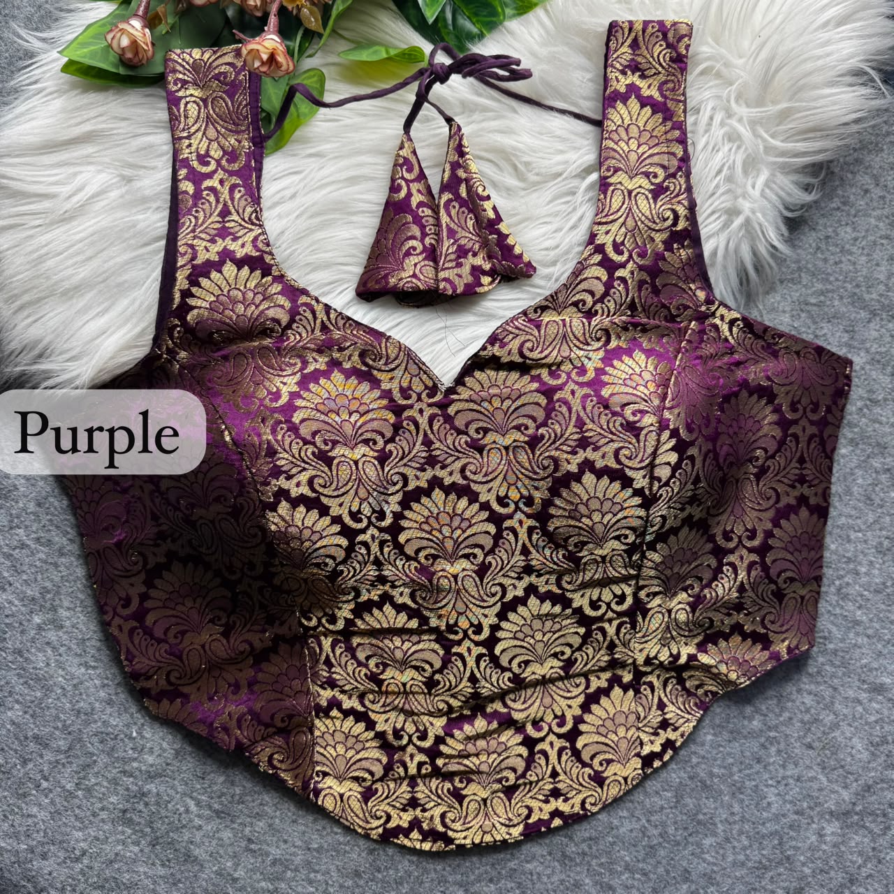 Purple Pure Heavy King Khab Banarasi With Tricot Fuising Blouse