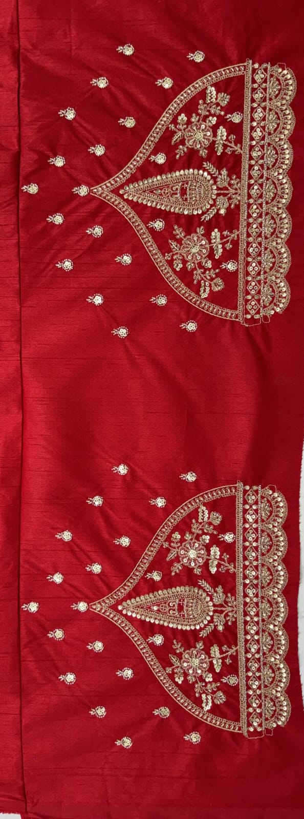 Red Pure Silk Tatamie Zari Dori Embroidery Metalic Sequins Hand Work Bridal Lehenga Choli