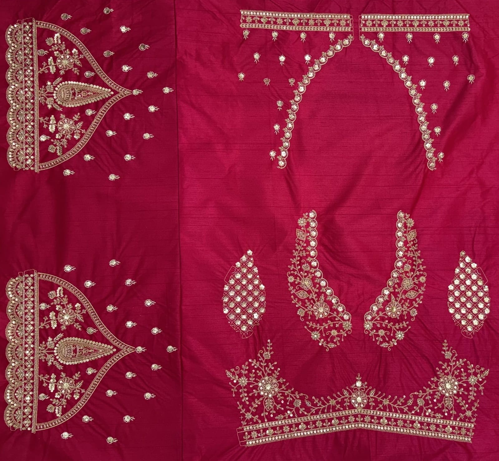 Rani Pure Silk Tatamie Zari Dori Embroidery Metalic Sequins Hand Work Bridal Lehenga Choli