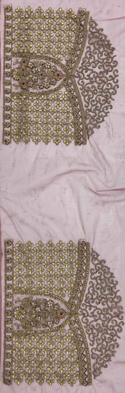 Pink Pure Heavy Net Peacock Pattern Multi Thread Sequins Work Net Bridal Lehenga Choli