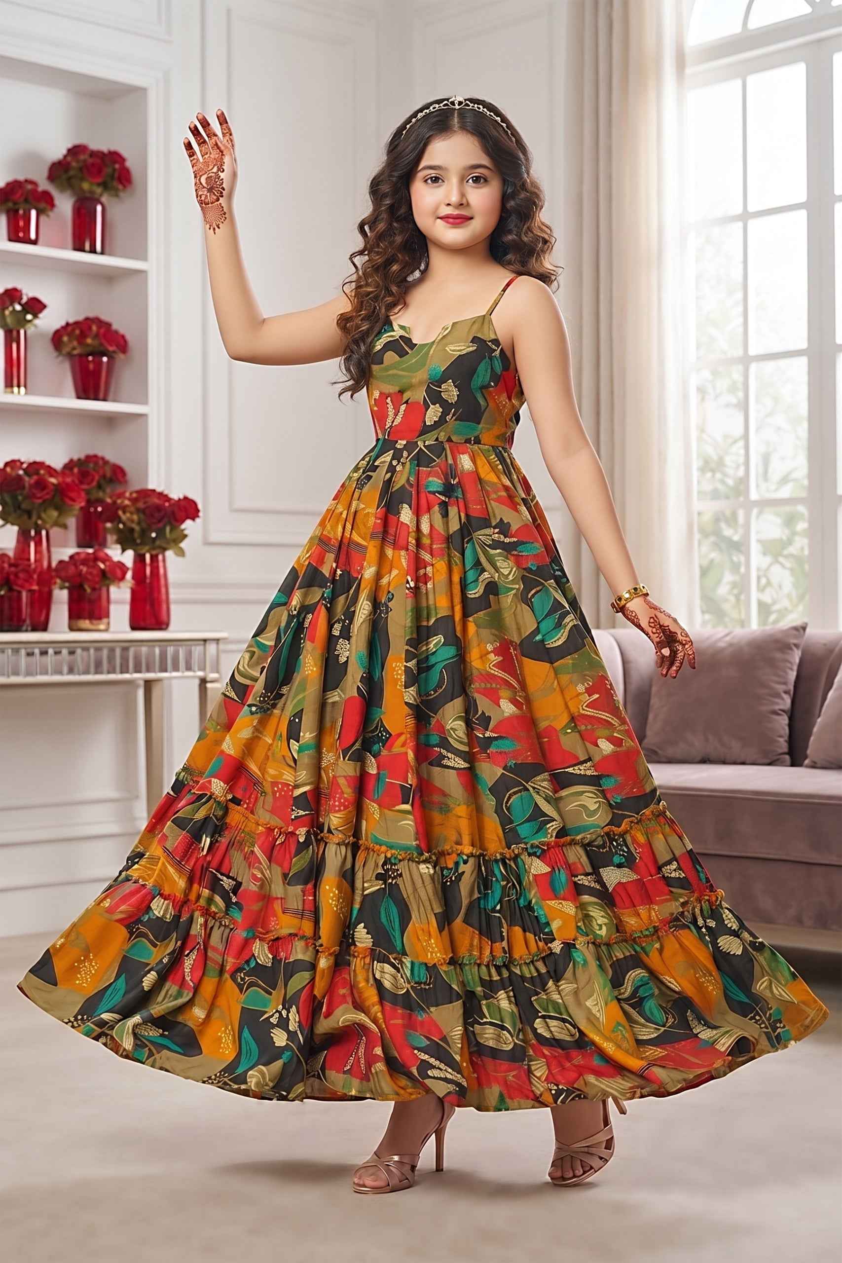 Multi Heavy Rayon Cotton Heavy Digital Printed Kid&