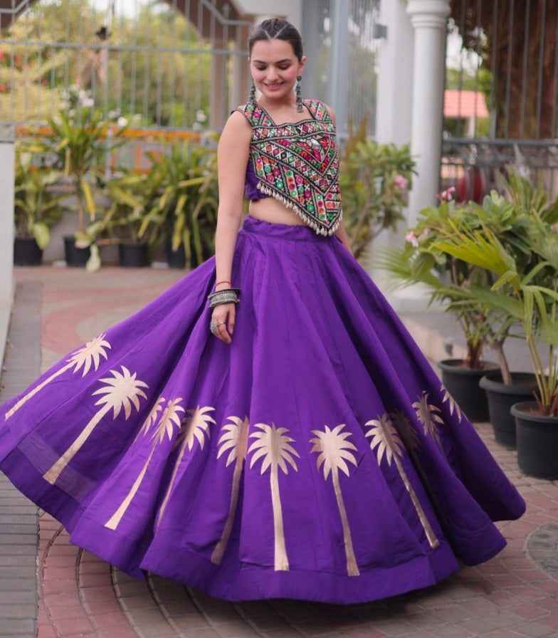 Purple Pure Roman With Attractive Coconut Gota Work Navratri Lehenga Choli
