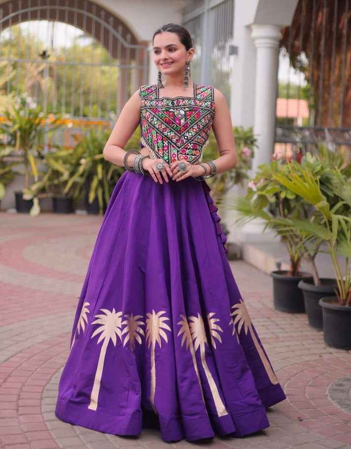 Purple Pure Roman With Attractive Coconut Gota Work Navratri Lehenga Choli