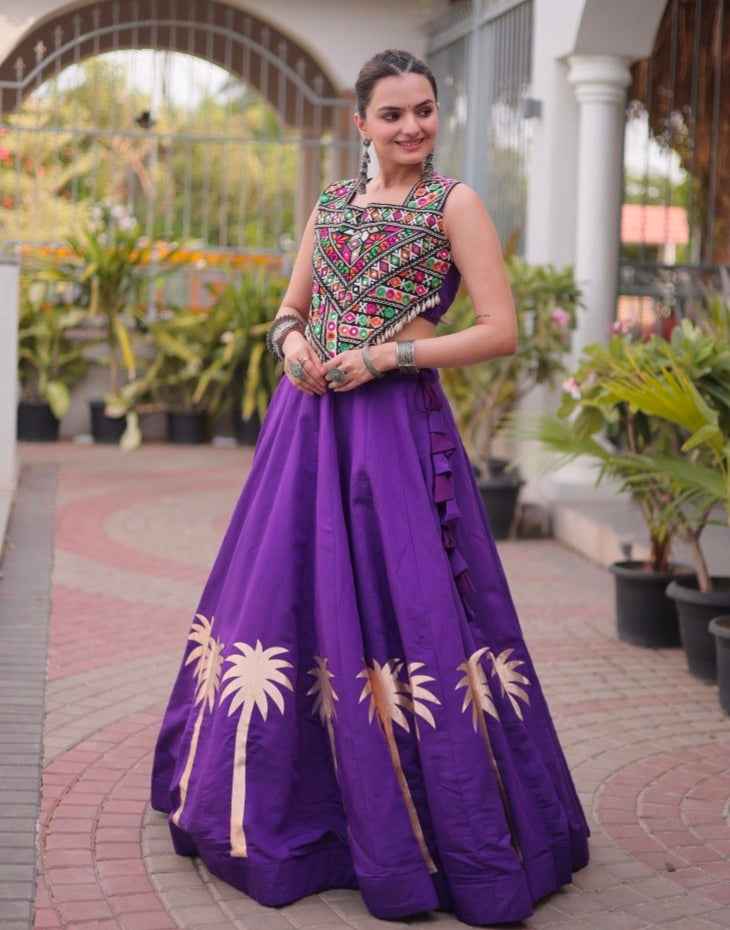 Purple Pure Roman With Attractive Coconut Gota Work Navratri Lehenga Choli