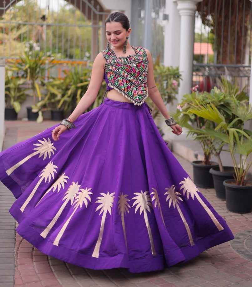 Purple Pure Roman With Attractive Coconut Gota Work Navratri Lehenga Choli