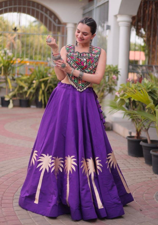 Purple Pure Roman With Attractive Coconut Gota Work Navratri Lehenga Choli