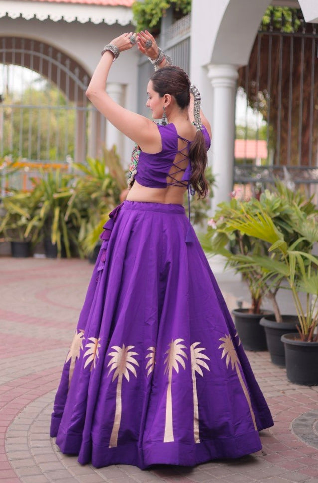 Purple Pure Roman With Attractive Coconut Gota Work Navratri Lehenga Choli