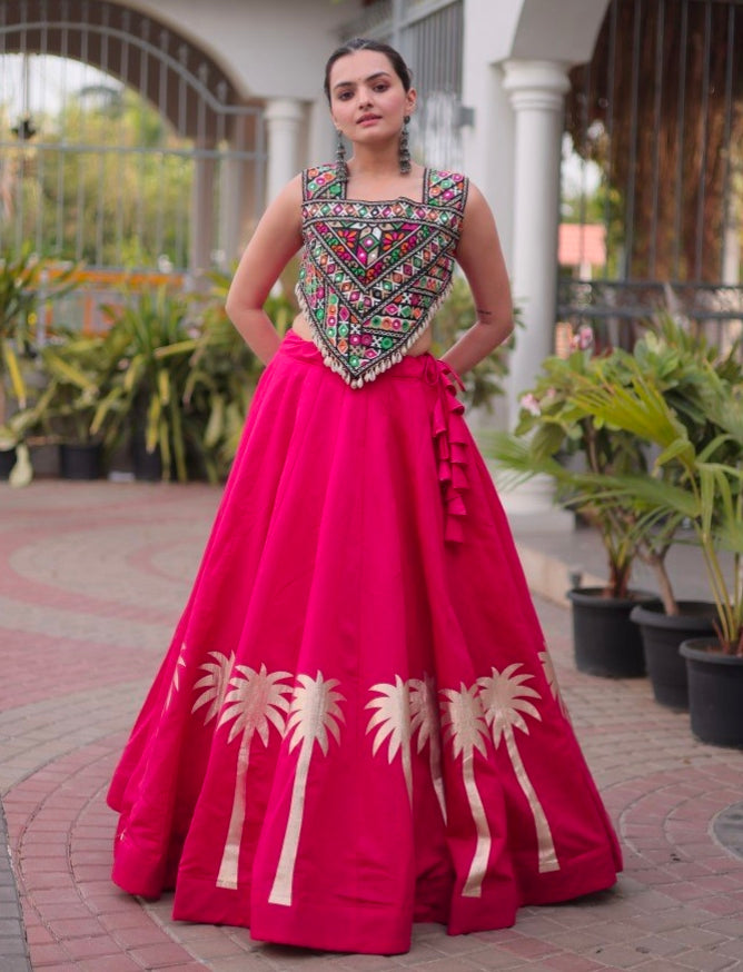 Pink Pure Roman With Attractive Coconut Gota Work Navratri Lehenga Choli
