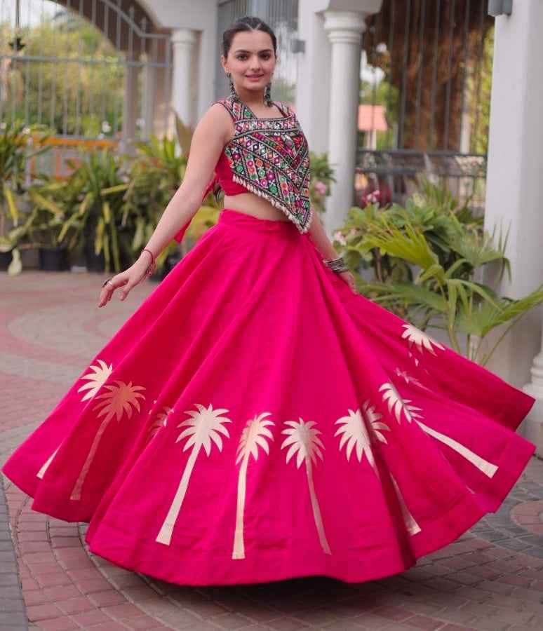 Pink Pure Roman With Attractive Coconut Gota Work Navratri Lehenga Choli