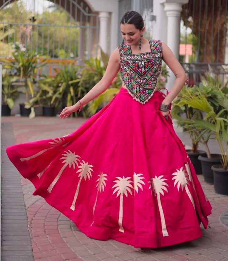 Pink Pure Roman With Attractive Coconut Gota Work Navratri Lehenga Choli