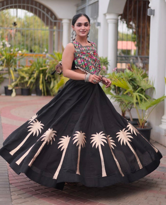 Black Pure Roman With Attractive Coconut Gota Work Navratri Lehenga Choli