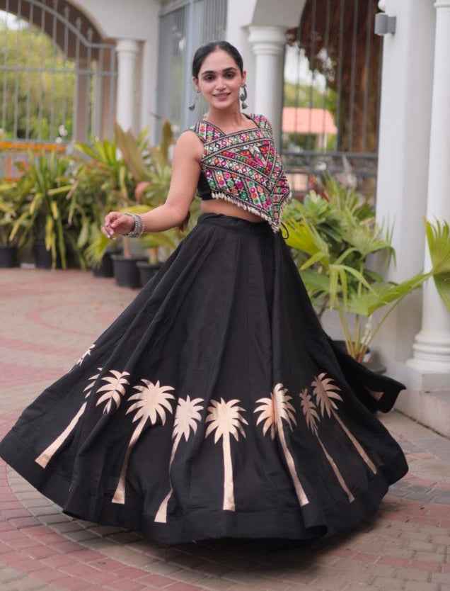 Black Pure Roman With Attractive Coconut Gota Work Navratri Lehenga Choli