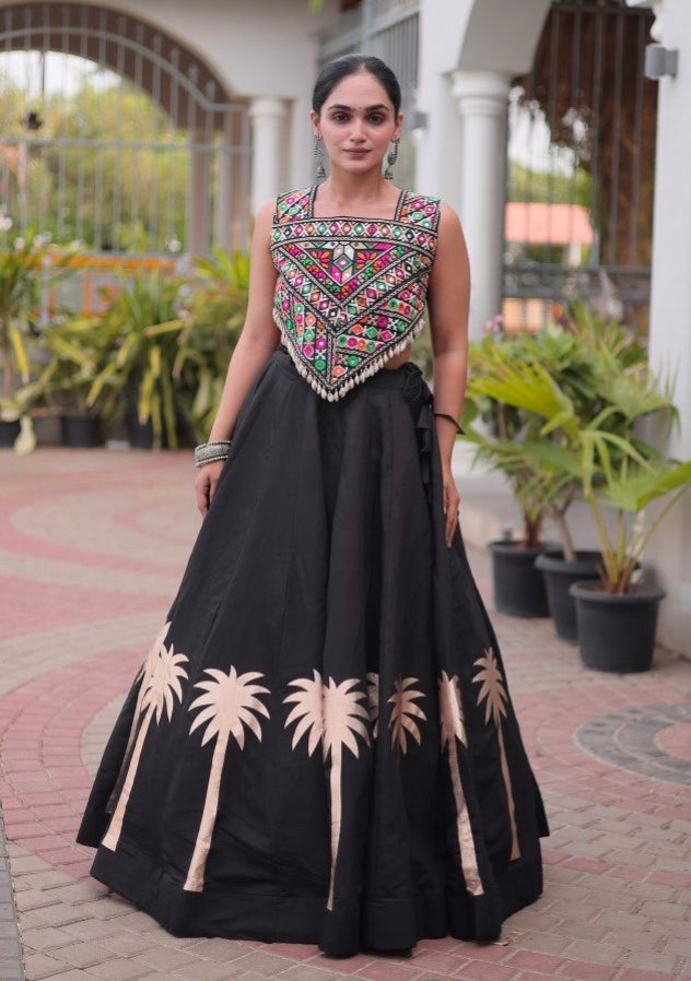 Black Pure Roman With Attractive Coconut Gota Work Navratri Lehenga Choli