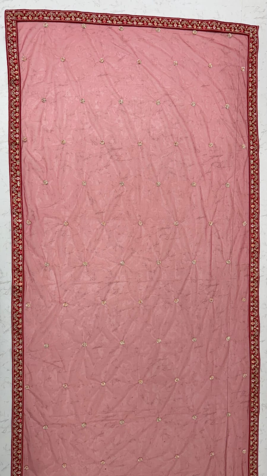 Red Pure Slubb Silk Premium Heavy Beads & Motif Dori Embroidery Zari Sequins Hand Work Bridal Lehenga Choli