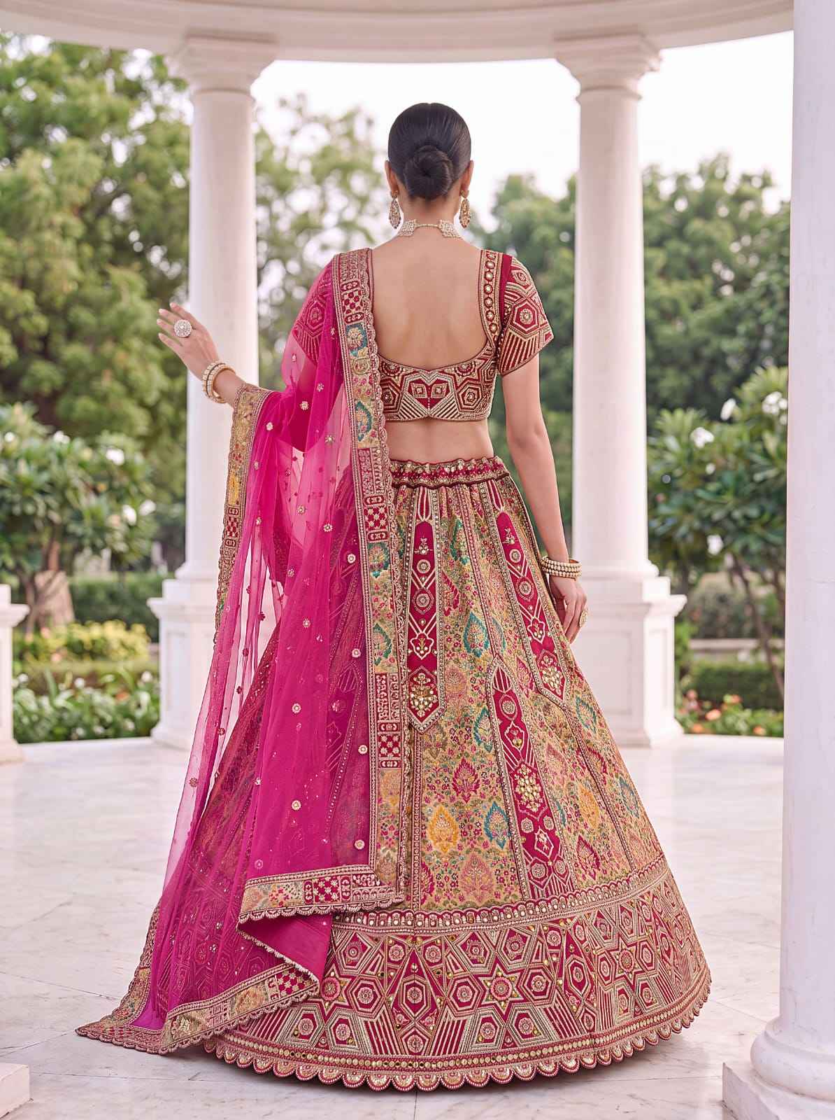 Rani Pure Soft Banarasi Gadhwal Silk Multi Thread Embroidery Sequins Work Bridal Lehenga Choli