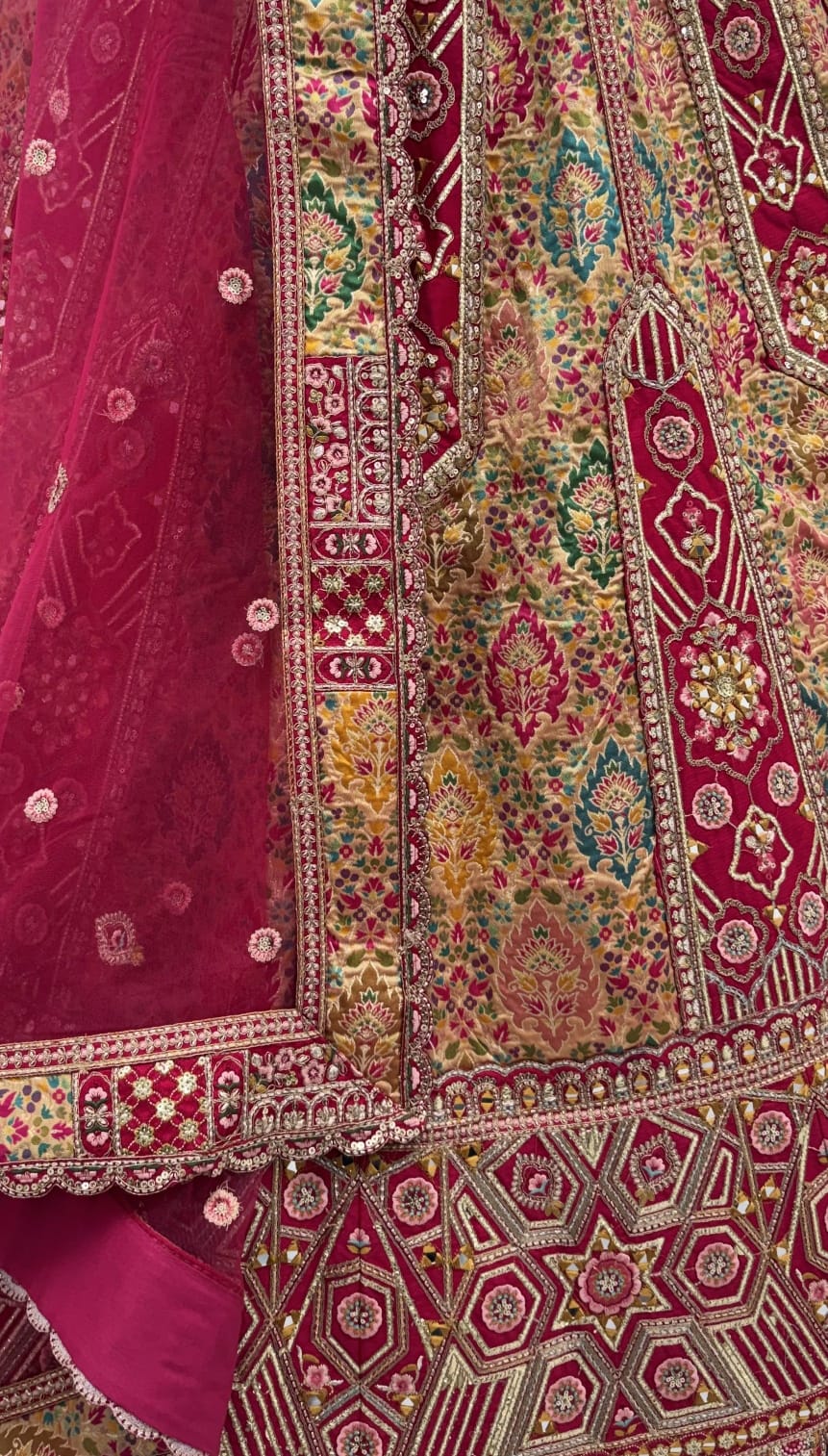Rani Pure Soft Banarasi Gadhwal Silk Multi Thread Embroidery Sequins Work Bridal Lehenga Choli