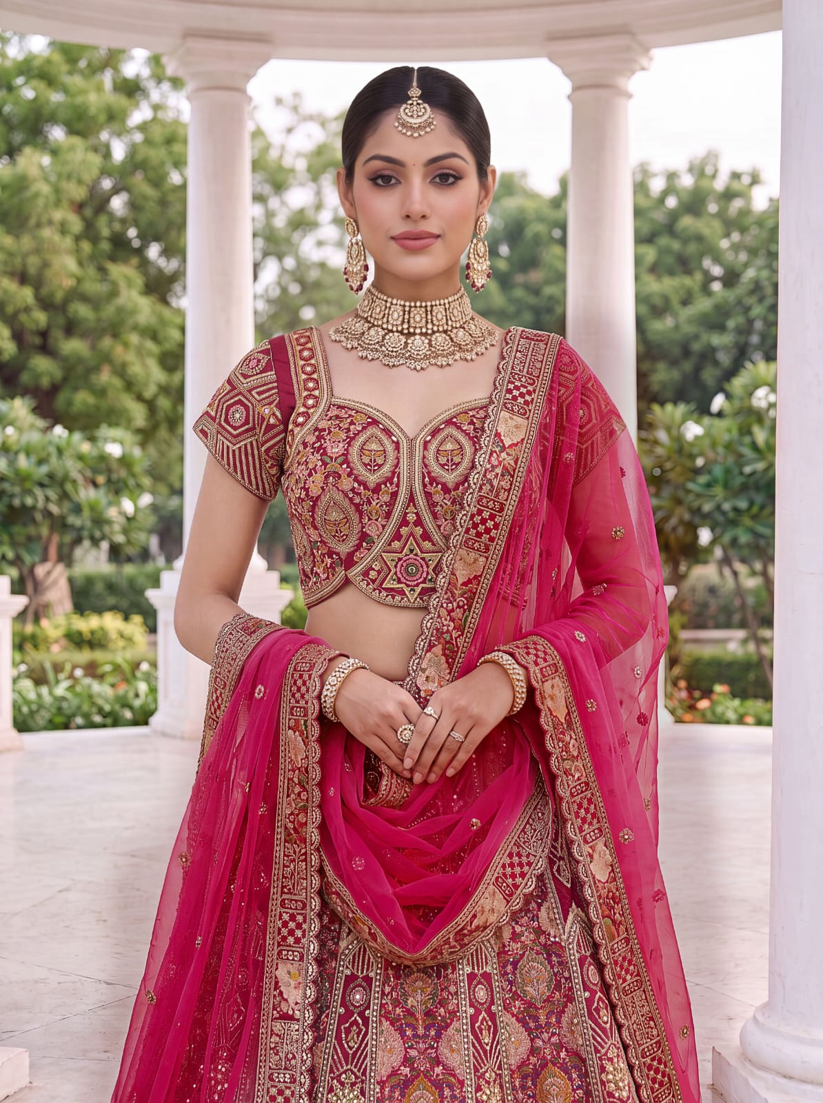 Rani Pure Soft Banarasi Gadhwal Silk Multi Thread Embroidery Sequins Work Bridal Lehenga Choli