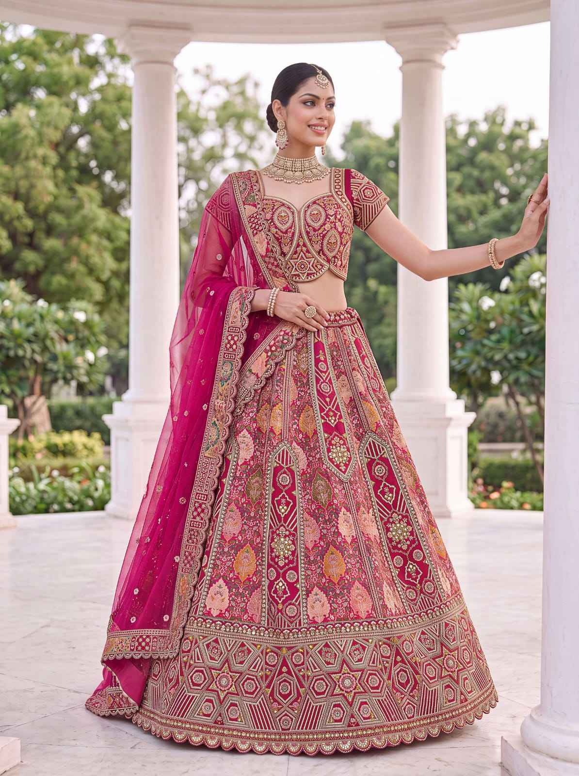 Rani Pure Soft Banarasi Gadhwal Silk Multi Thread Embroidery Sequins Work Bridal Lehenga Choli