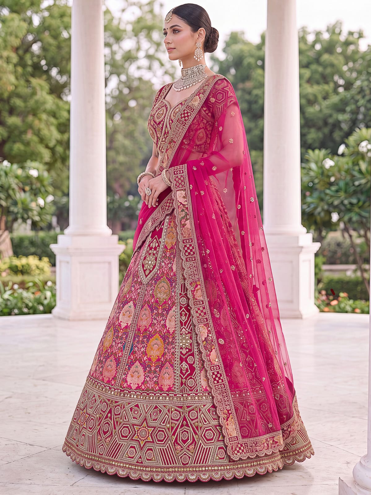 Rani Pure Soft Banarasi Gadhwal Silk Multi Thread Embroidery Sequins Work Bridal Lehenga Choli
