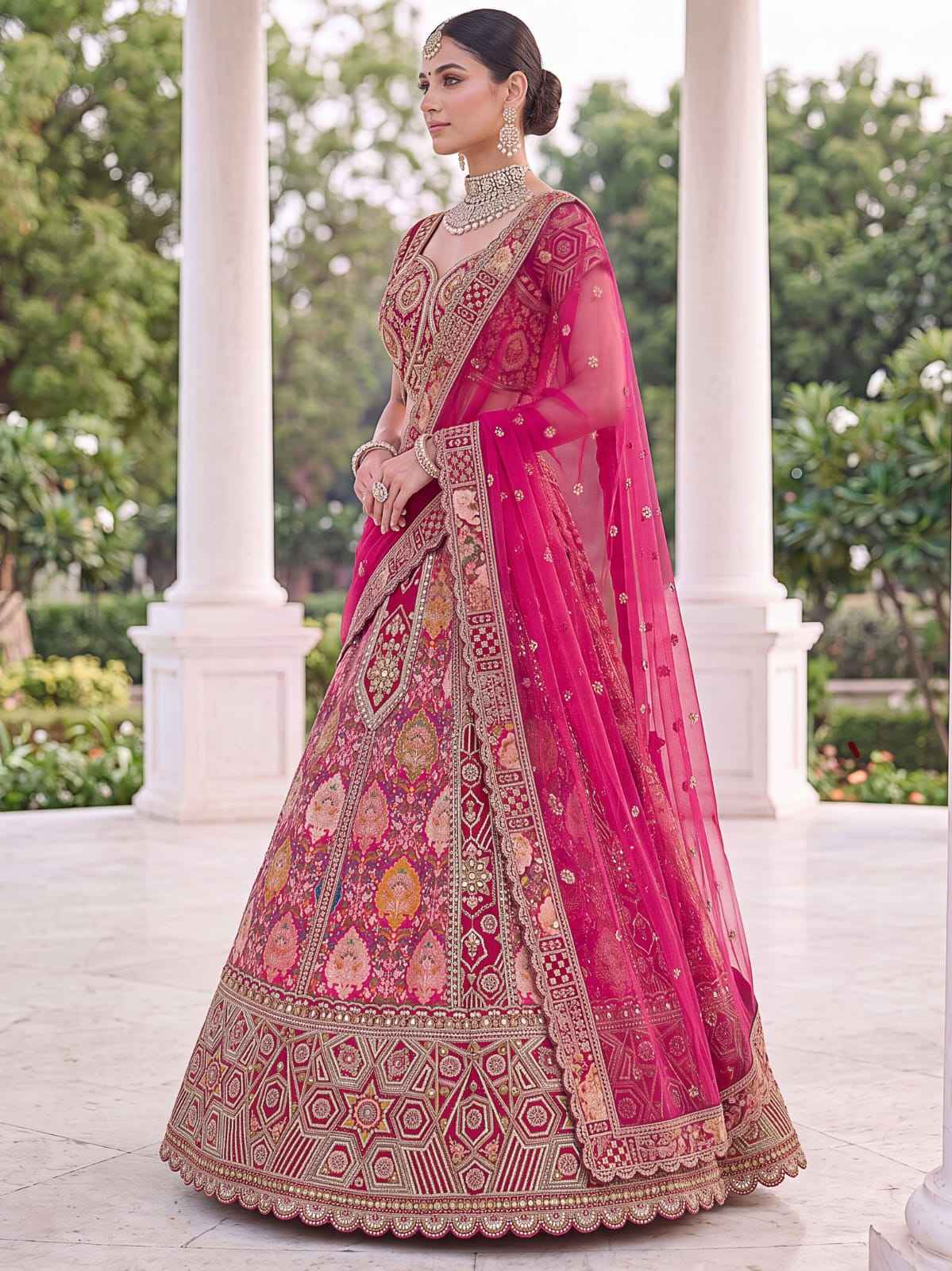 Rani Pure Soft Banarasi Gadhwal Silk Multi Thread Embroidery Sequins Work Bridal Lehenga Choli