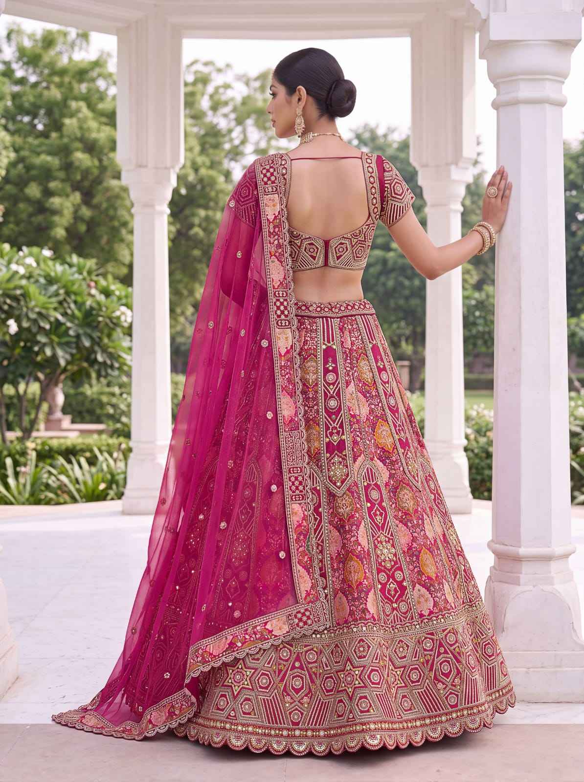 Rani Pure Soft Banarasi Gadhwal Silk Multi Thread Embroidery Sequins Work Bridal Lehenga Choli