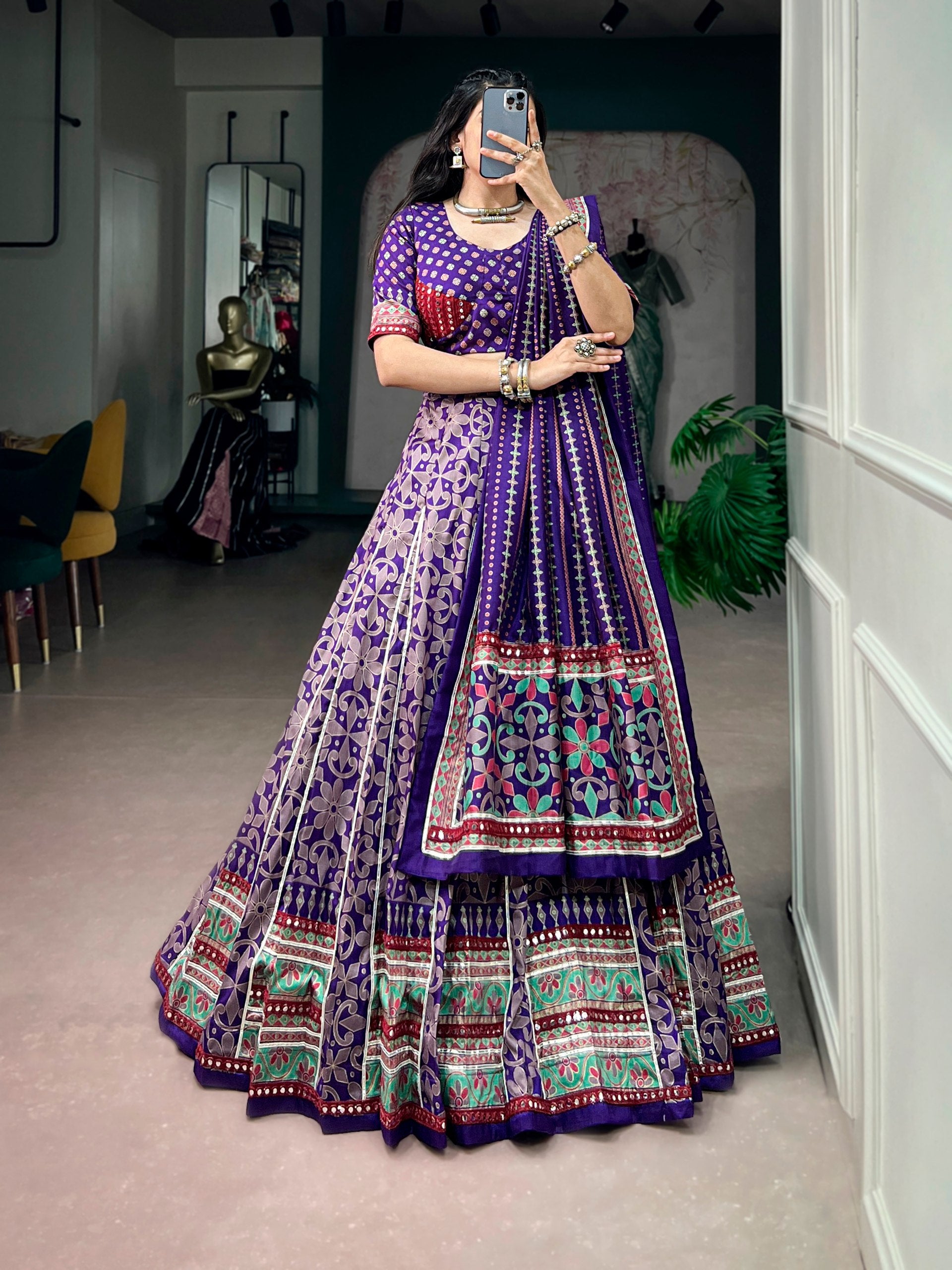 Purple Pure Tasar Silk with Iconic Sparkle Navratri Lehenga Choli