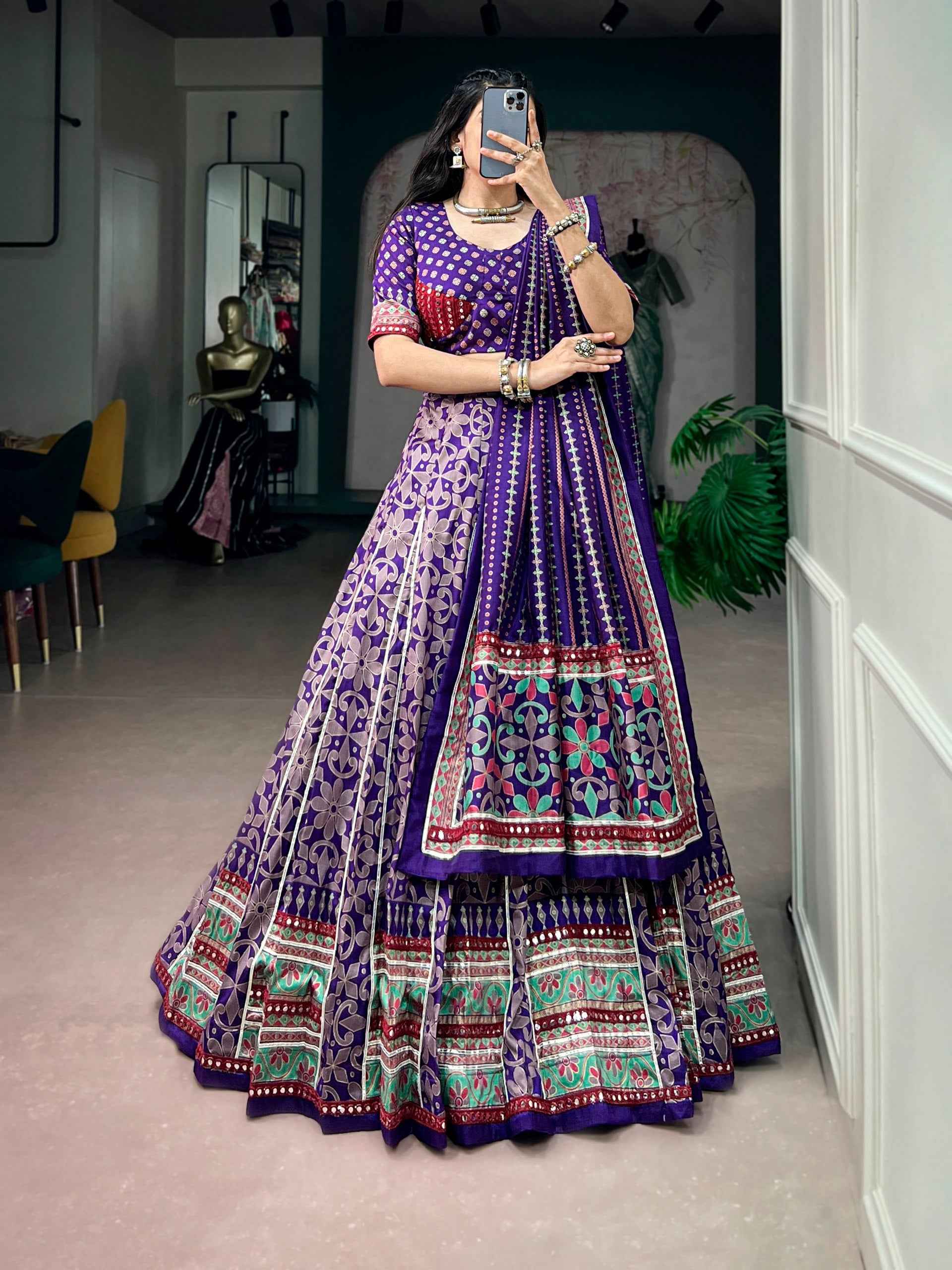 Purple Pure Tasar Silk with Iconic Sparkle Navratri Lehenga Choli