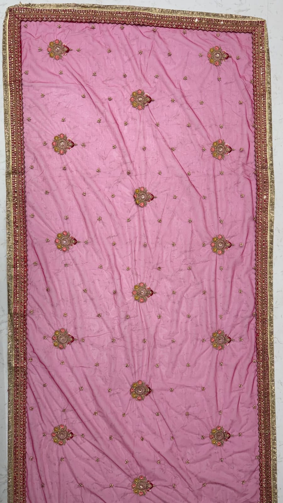 Pink Pure Soft Gadhwal Silk Heavy Embroidery Work Bridal Lehenga Choli