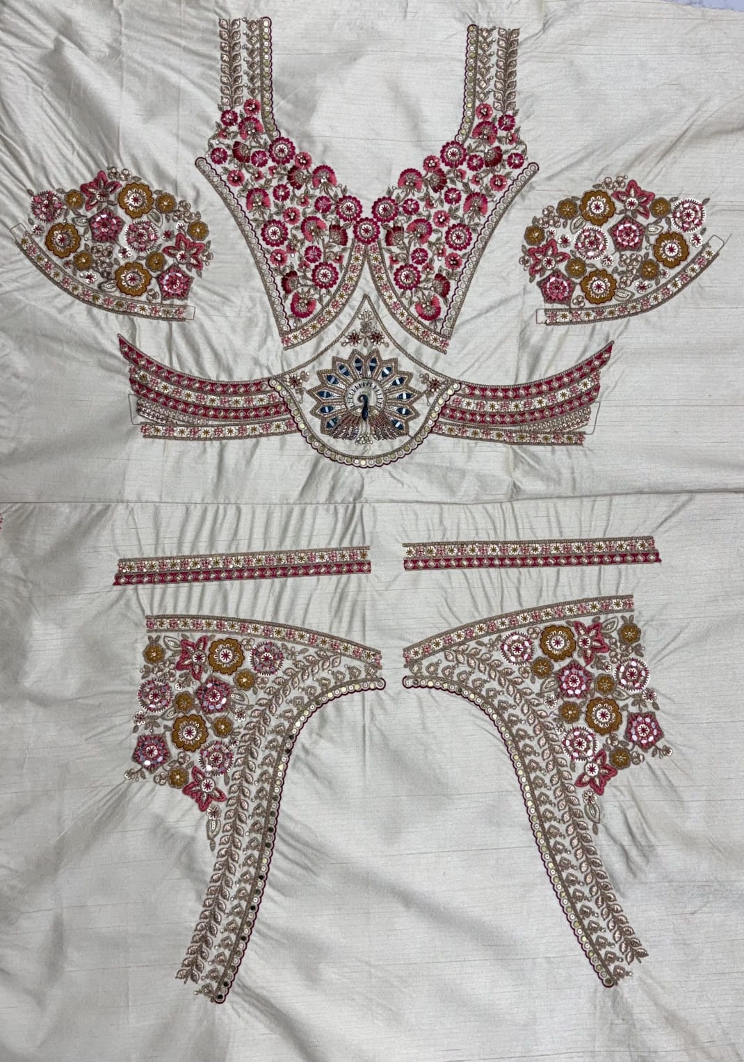 White Pure Soft Gadhwal Silk Heavy Embroidery Work Bridal Lehenga Choli